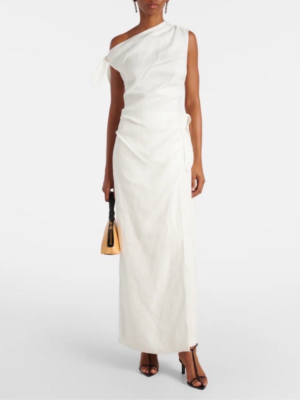 Asymmetric One-Shoulder White Maxi Dress